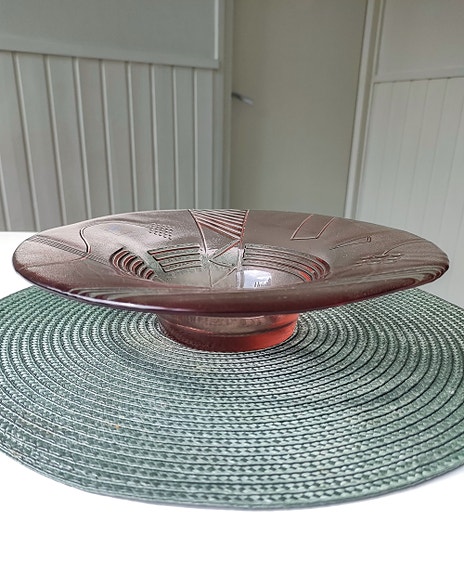 Vintage Riihimäen Lasi "Avanti" lasikulho, 27 cm, Hans Nyqvist, 1980-luku.