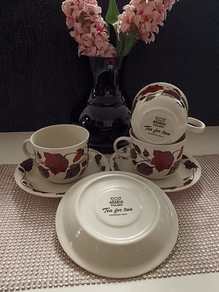 Arabia tea for two kahvikupit ja aluset 3kpl