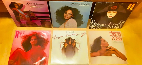 LP-levyjä Diana Ross Donna Summer Elkie Brooks Carrie Lucas yms