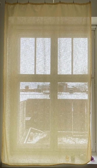 Keltaiset läpikuultavat verhot, 180cm x 135cm