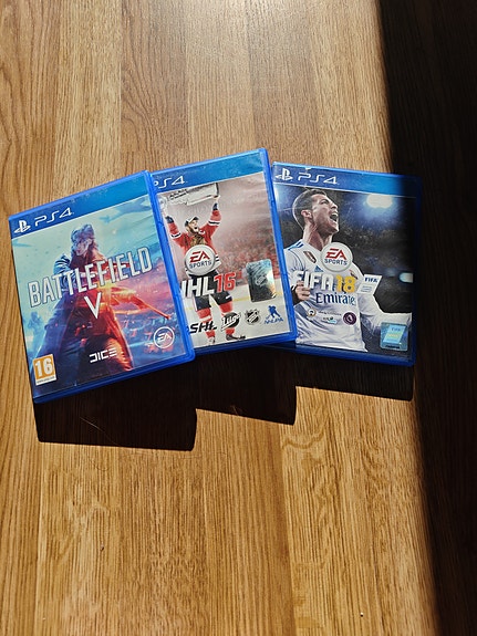 PlayStation 4 Battlefield V, NHL 16 ja FIFA 18 pelit