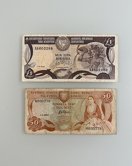Kyproksen setelit, 1 punta ja 50 senttiä