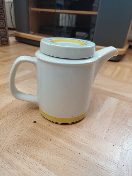 Arabia kahvipannu keltainen raita