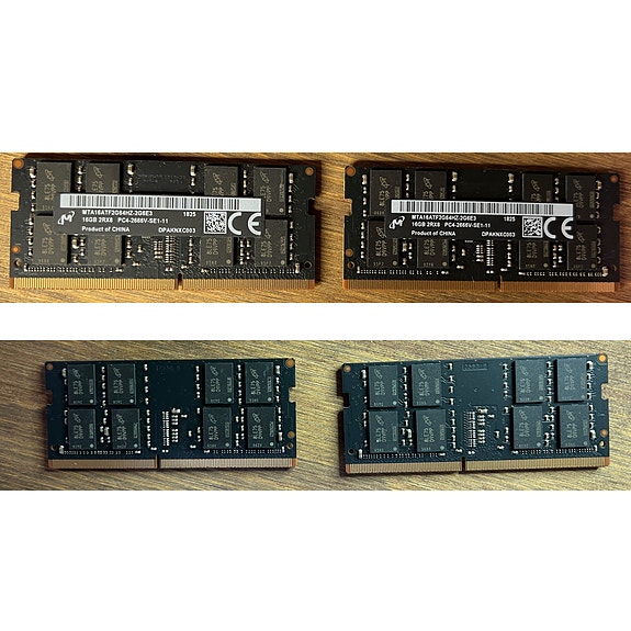 32GB (2x16GB) PC4 muistia (otettu Apple Mac Mini 2018) koneesta
