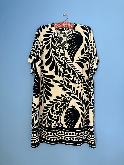 H&M mustavalkoinen kesämekko/ tunika