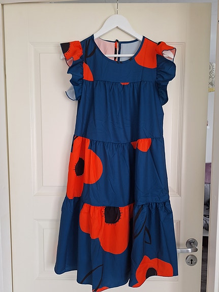Blue Floral Midi Dress
