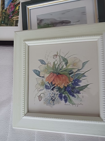 Desing vintage  Leena Airikkala 1997 taulu, Pentik noin 25,6x25,6 cm