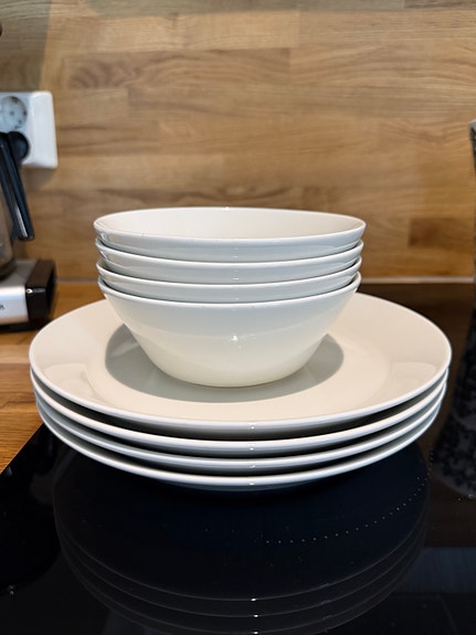 Iittala Teema valkoinen lautas- ja kulhosetti