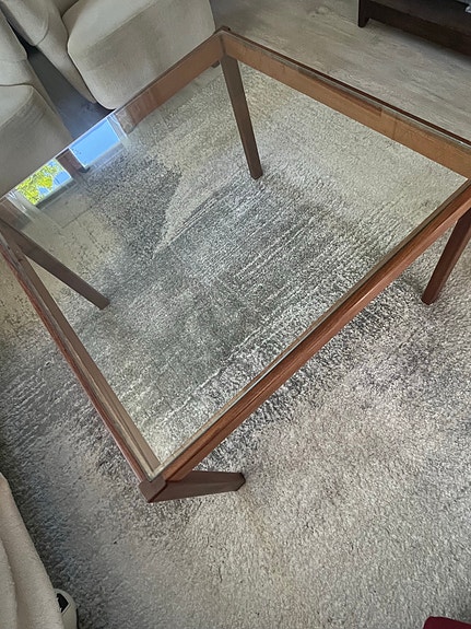 Teak sohvapöytä lasikansi