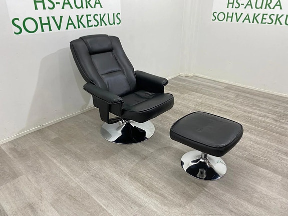 Pyörivä Keinonahkanojatuoli + Rahi Säädettävä Selkänoja – Ilmainen Toimitus