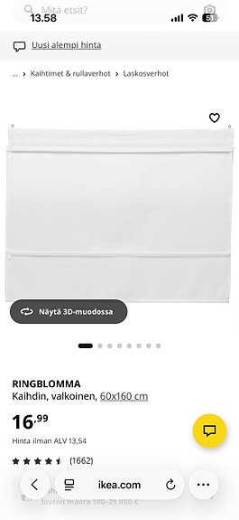 IKEA valkoinen laskosverho