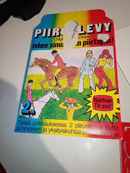 Piirtolevy piirustussetti tyttö ja hevonen/Vintage