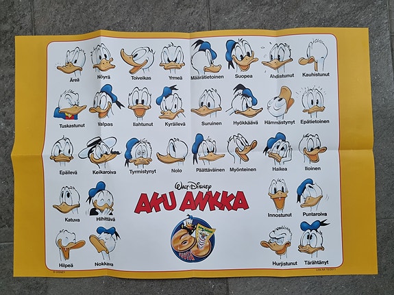 Juliste Aku Ankka tunteet