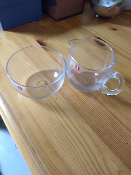 Iittala lasinen kermakko ja sokerikko