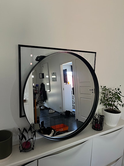Pyöreä musta peili 70cm