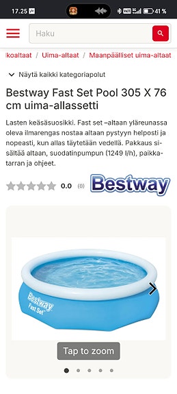 Bestway uima-allas suodatinpumppulla
