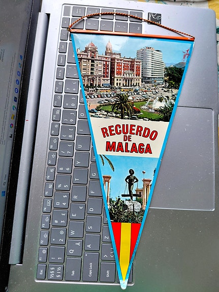 Recuerdo de Malaga/ Costa del Sol kaksipuoleinen vintage viiri