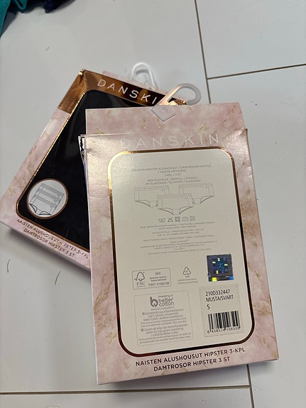 Danskin naisten hipster alushousut S musta puuvilla 2 pkt