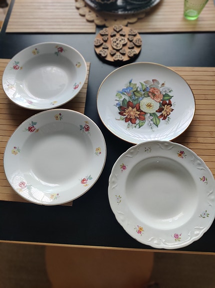 Arabia vintage syvät kukkalautaset 3kpl ja Stella Polaris seinälautanen +3 muuta