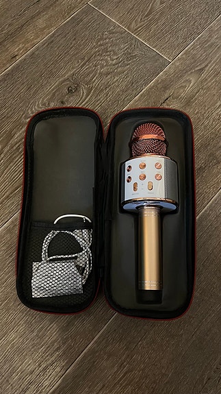 Langaton karaokemikrofoni kaiuttimella USB/AUX, kultainen