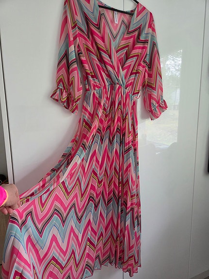New Collection pitkä mekko S pinkki kuviollinen