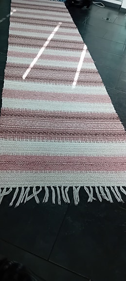 Raidallinen matto roosa-valkoinen 69 x 292
