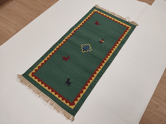 Vihreä Gabbeh-villamatto (70 x 140 cm)