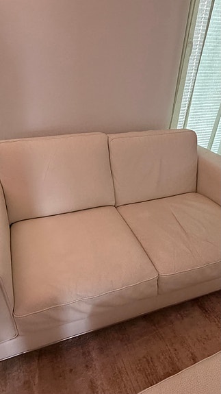 IKEA nahkasohva ja rahi, vaalea