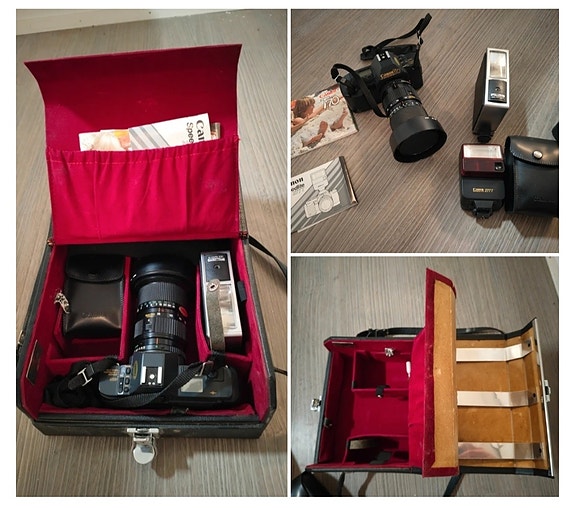 Canon T70 kaikkine alkuperäisine tarvikkeineen