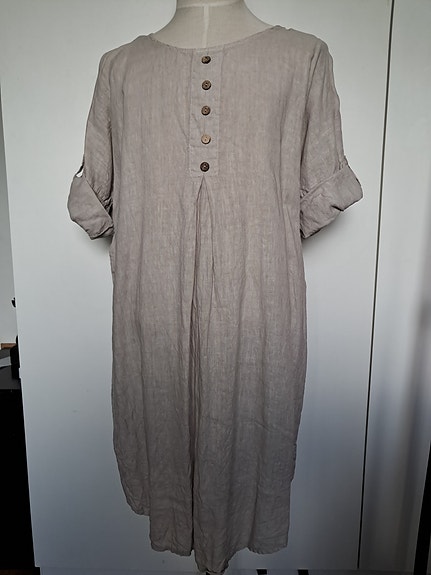 Mekko pellavaa, XXL, beige