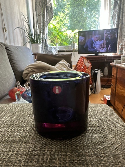 Iittala lasinen kynttilälyhty sininen