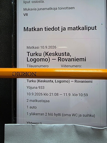 VR yöjunamatkat Turku – Rovaniemi – Turku