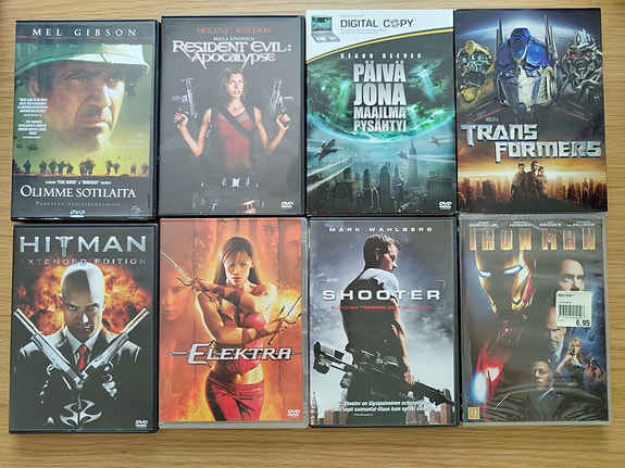 Toiminta & Sci-Fi DVD-paketti – Iron Man, Transformers, Hitman ym.