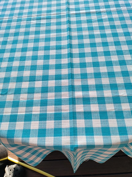 Siniturkoosi valkoruudullinen kangas/liina