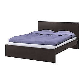 IKEA Malm mustanruskea sängynrunko ja sälepohja 160x200 cm musta