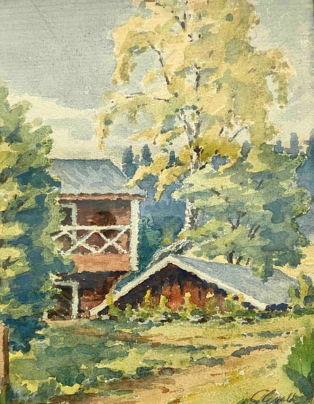 Gio Grönvall, akvarelli Ilola Illby Porvoo, 1950-luku