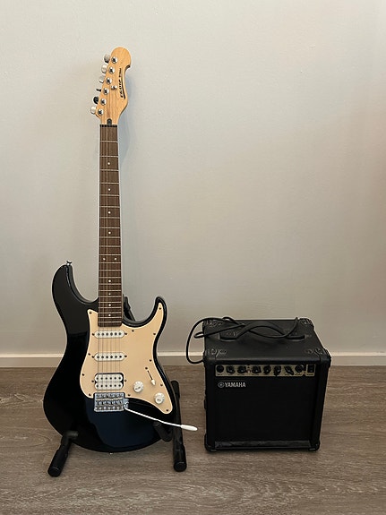 Yamaha EG 012 sähkokitara musta + Yamaha GA-15 15W-vahvistin