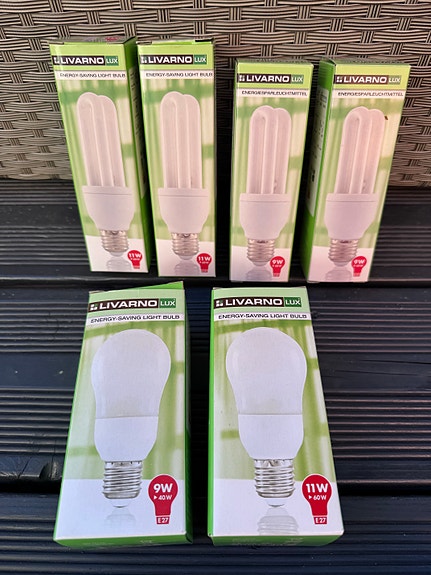 Energiansäästölamppu 6kpl,  E27 ( 3€/kpl)