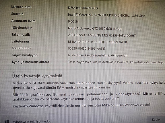 Dell pöytätietokone Intel i5 GTX 1060