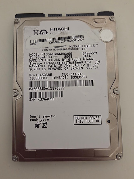 Hitachi 80GB 5400rpm sata kovalevy 2,5"
