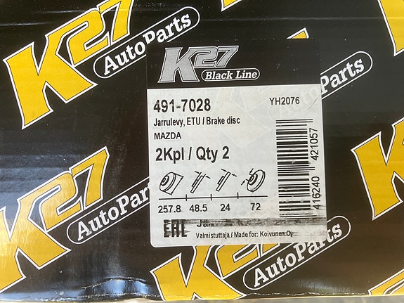 Mazda 626 GE/GF/MPV/Premacy Etujarrulevyt 258mm 92-05