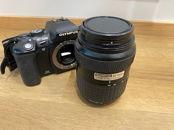 Olympus Zuiko 40–150mm objektiivi + viallinen E-500