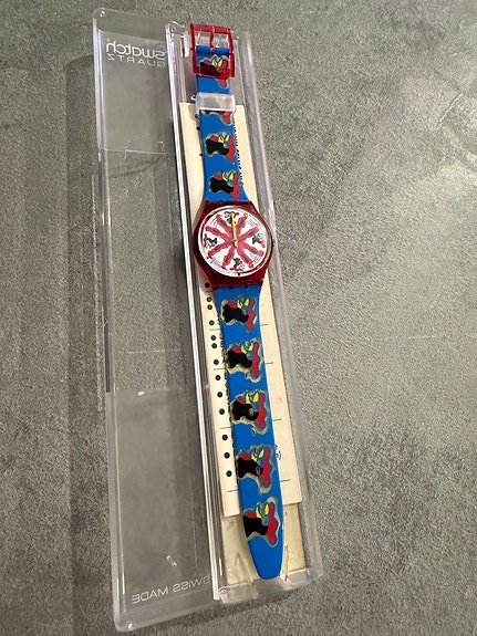 Vintage 90s Swatch Pop-Art Kello + Original Box (Erinomainen)