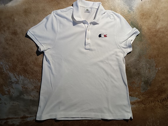 Lacoste 7/L-XL valkoinen pikee paita (France edition logo)