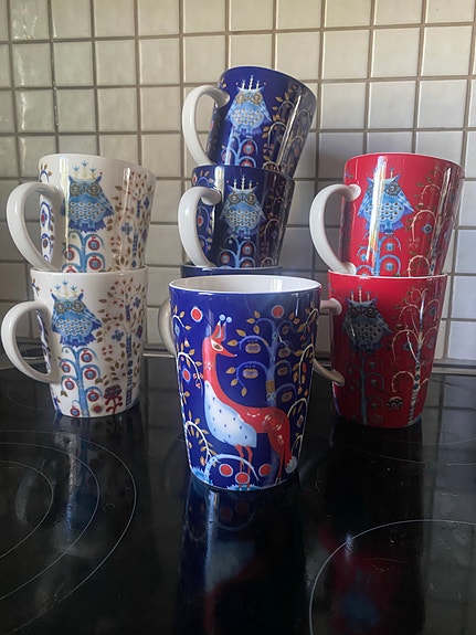 Iittala Taika mukit sininen, punainen ja valkoinen