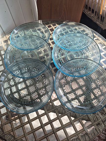 Iittala Kastehelmi lasilautaset sininen 6kpl
