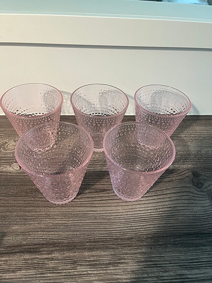 Iittala Kastehelmi juomalasit vaaleanpunainen 5 kpl