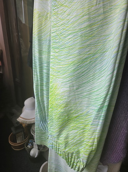 Marimekko vihreä raidallinen verhot