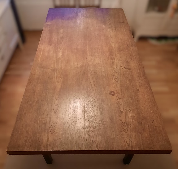 Massiivinen vintage-pöytälevy 190 × 95 cm - puinen ruokapöytä + puinen kehikko