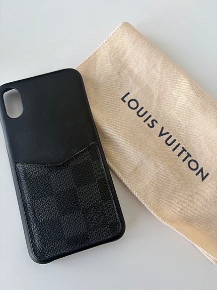 Louis Vuitton iPhone X / XS suojakuori korttitaskulla, Damier Graphite,